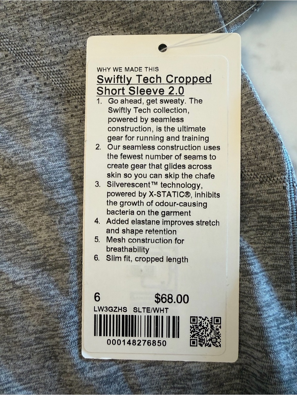 NWT Lululemon Swiftly Tech Cropped SS 2.0 Start Where You Are Sz 6 - Picture 4 of 4